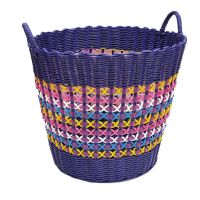 塑料仿藤编织脏衣篮洗衣篮ins收纳筐脏衣服收纳篮新款玩具收纳桶 镂空新品特大号高+38cm(紫色)