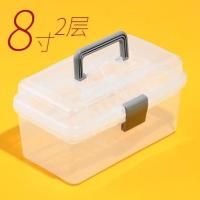 素描铅笔盒美术生专用大容量画画工具收纳箱双层三层多层绘画塑料 *8寸[透明灰扣].*