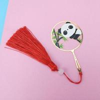 成都文创熊猫金属书签镂空链条流苏文具中国风旅游纪念品老外礼物 滚滚熊猫(流苏颜色随机)