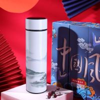 304不锈钢国风保温杯男女学生韩版可爱潮流酷炫茶杯子ins水杯家用 单杯+滤网 不测温绿色