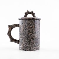 RENHE内蒙古麦饭石水杯办公室杯子喝水马克杯带盖泡茶杯子老干部 普竹杯