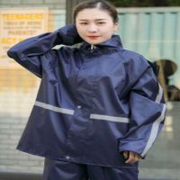 [今日]分体雨衣雨裤套装男女成人骑行雨衣加厚全身防护雨衣 单件上衣(藏青)单层 XL