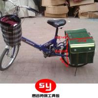 加厚帆布邮包自行车后座包山地车骑行驮包小型电动挂包挎包侧边包 绿色小号杠宽16带反光条 自行车山地车用