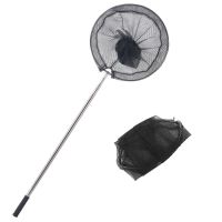 抄网套装伸缩杆鱼网捞鱼网兜钓鱼捞网渔具用品超硬手柄绝缘抄网杆 40[黑色纳米加深]密 单独网头(无网杆)