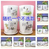 花盆陶瓷批发大号特大号带托盘简约家用创意吊兰多肉绿萝特价清仓 随机款式(中号一个)