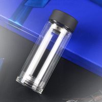 名辉双层透明保温男女隔热水晶高硼硅玻璃茶杯大容量280ml-350ml 801黑色280ml