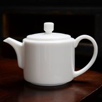 德化羊脂玉白瓷茶壶陶瓷描金泡茶器带过滤大号单个功夫茶具井栏壶 纯白茶壶