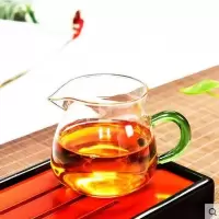加厚公道杯玻璃公道杯优质耐热玻璃功夫茶具公杯茶海分茶器 腰身茶海:绿色把手