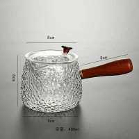 侧把木柄煮茶壶耐高温玻璃功夫茶具过滤家用耐热锤纹木把玻璃茶壶 煮茶1