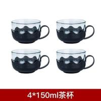 1000/2000ML茶壶 玻璃耐高温泡茶壶单壶大容量茶具花茶壶水壶套装 [四只莲花杯]