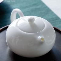 器记德化白瓷西施壶家用陶瓷功夫茶具过滤单壶简约羊脂玉白瓷茶壶 羊脂玉西施壶(200ML)单壶