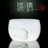 水墨玉瓷杯耐高温防烫紫玉杯天然玉石茶杯养生杯翡翠绿水墨茶杯 翡翠绿水墨玉杯