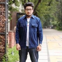 2021男装衬衫新款衬衣男士工作休闲衣服春夏薄款衬衣牛仔衬衫潮 普通版 XL140斤左右