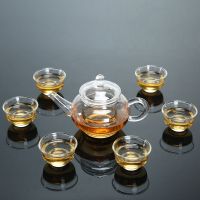 耐热玻璃茶具套装家用整套泡茶壶玻璃功夫茶具茶漏器普洱花茶杯子 花茶壶+玉兰杯7件套