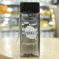 400ML夏日方形双层吸管冷饮杯创意夏季女学生喝水杯子户外水杯 方形塑料杯单层400ML