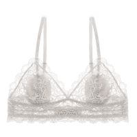 夏天超薄款内衣女无钢圈法式蕾丝bra少女小胸三角杯文胸学生胸罩 白色(单件) S(适合32/70ABC)