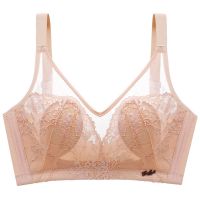内衣女大胸显小无钢圈防露点薄款文胸聚拢防下垂收副乳调整型胸罩 肤色(单件) 34/75BC通用 [薄款]
