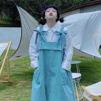 oldpumpkin日系兔子尾巴背带裤女学生韩版宽松秋季新款连体阔腿裤 白色单件衬衫 S 建议80-95斤