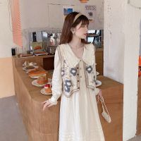 2021早秋新款超仙法式甜美连衣裙设计感小众茶歇初恋衬衫裙子套装 杏色连衣裙 [收藏关注店铺优先发货] S [70-95