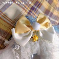 原创手作lolita甜款边夹发卡桃子铃铛可爱日系jk制服软妹蝴蝶结 黄白拼色铃铛(上黄下白)