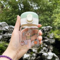 夏季老夫少女心可爱耐热水杯带吸管学生儿童卡通便携玻璃杯子ins 200ml苹果绿 单杯(送贴纸)