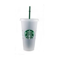 星巴可循环使用吸管杯奶茶杯冷水杯高颜值大容量非一次性水杯 透明杯