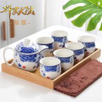 景德镇陶瓷茶壶茶杯茶具整套提梁壶大容量茶水杯壶家用送托盘特价 国色天香-隔热壶+送不锈钢滤网 茶杯2个