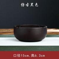紫砂复古烟灰缸陶瓷家用创意客厅茶几个性复古防风大号烟灰缸 仿古黑色小号烟灰缸