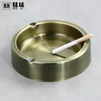 不锈钢烟缸家用客厅办公室创意大号烟灰缸复古中式个性防风烟灰缸 8502D 青古铜加大烟灰缸
