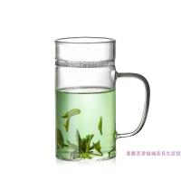 加厚耐热半月牙杯玻璃茶杯过滤泡茶杯办公室滤茶透明家用绿茶杯子 300月牙杯(注意无盖)
