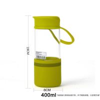 茶花耐热滤网玻璃水杯便携水漾杯创意提绳玻璃密封茶杯水杯 6219/400ml绿色