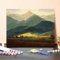 数字油画diy填色猫咪向日葵手工填色绘梵高星空油彩装饰画风景画 G409巨人山 40*50画布颜料画笔[无框不推荐]