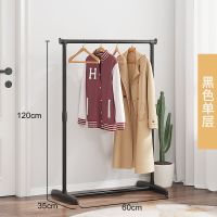 简易衣帽架鞋架一体组合挂衣架落地卧室客厅家用门厅玄关换鞋凳子 [标准]单层黑色