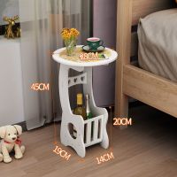 简约卧室床头柜欧式小圆桌客厅沙发边几休闲迷你方桌创意白色茶几 迷你小圆桌087(送)