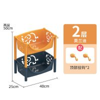 落地多层置物架家用收纳架加厚移动玩具收纳架卧室置地书架置物架 加厚加固无滑轮双层版[基础款]