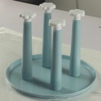 倒挂沥水杯架玻璃水杯架子杯子置物架家用客厅收纳架创意放茶杯架 圆形四位[北欧蓝]