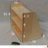 松木实木三层收纳架化妆品收纳整理架桌面小置物架放路由器盒子 梯形小号本色