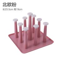创意防尘玻璃杯沥水架塑料杯架家用水杯架托盘杯子置物架倒挂挂架 北欧粉