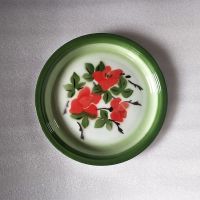 老式搪瓷盘大盘鸡菜盘水果盘茶盘鱼盘干果盘饺子盘花盆托盘接水盘 30厘米加厚绿盘 花色随机