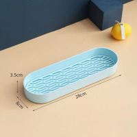 家用大号杯子沥水茶盘新款长方形创意客厅双层塑料杯托置物架简约 椭圆形小号 蓝色