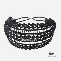 夏季发带女成人韩版百搭气质发饰个性宽边发带复古蕾丝发箍头饰 黑色