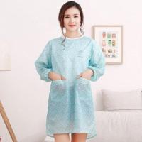 发廊大褂工作服理发师罩衣薄剪发防尘美发长款反穿衣围裙防水染发 蓝色