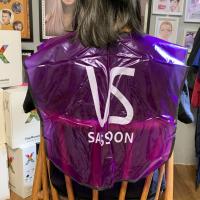 发廊中工助理工作服理发店美发师小工服烫染发专用防水女美甲围裙 烫染披肩紫色小号