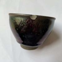 建阳建盏百花主人杯高档柴烧茶具套装原矿铁胎手作 流光百花有破有暇盏随机一只