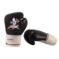 儿童3-14岁拳击手套散打泰拳训练男女孩搏击青少年格斗跆拳道拳套 黑奥特曼 4oz