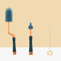 婴幼儿奶瓶刷吸管刷奶嘴刷360度无死角奶壶清洁硅胶刷子组合套装 蓝色 单个(奶嘴刷)