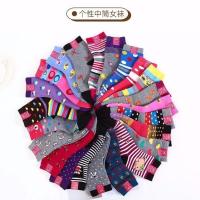 女袜子四季女袜中筒袜妈妈袜厚款花色袜子中筒卡通高腰便宜5-10双 5双混发不同图案