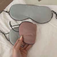 韩版双面两用睡眠眼罩冰感舒服遮光透气女学生午睡旅行缓解眼疲劳 A面浅灰B面粉色