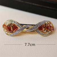 个性百搭弹簧蝴蝶结顶夹水钻成人发卡韩版气质优雅一字发夹子头饰 百搭香槟发卡