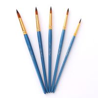 美术用品油画笔套装水彩笔油画刷勾线笔尼龙毛丙烯绘画艺术生用品 5支装蓝杆尖头画笔